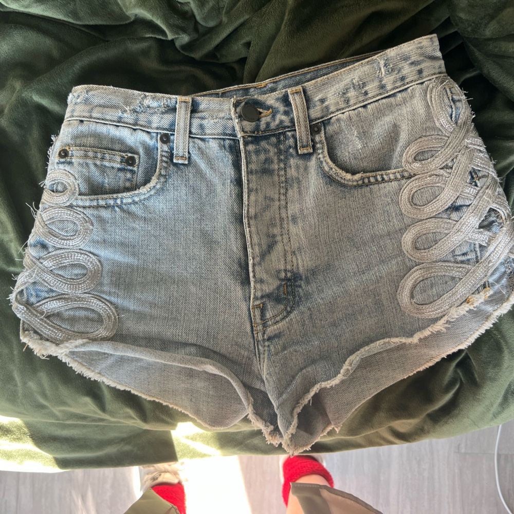 Carmar Denim jean shorts with cute side cut out.
